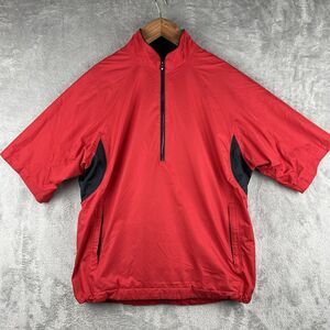 FootJoy Dryjoys Golf Short Sleeve 1/2 Zip Pullover Mens‎ L Red Black Polyester